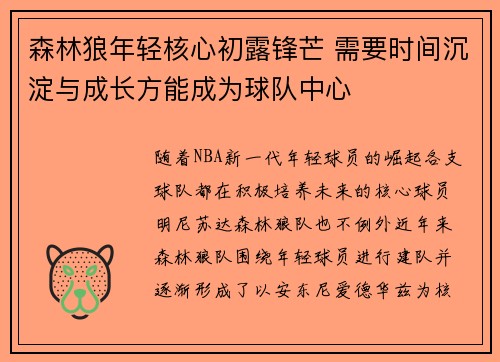 森林狼年轻核心初露锋芒 需要时间沉淀与成长方能成为球队中心